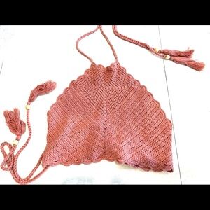 Kendall + Kylie Crochet Halter Top